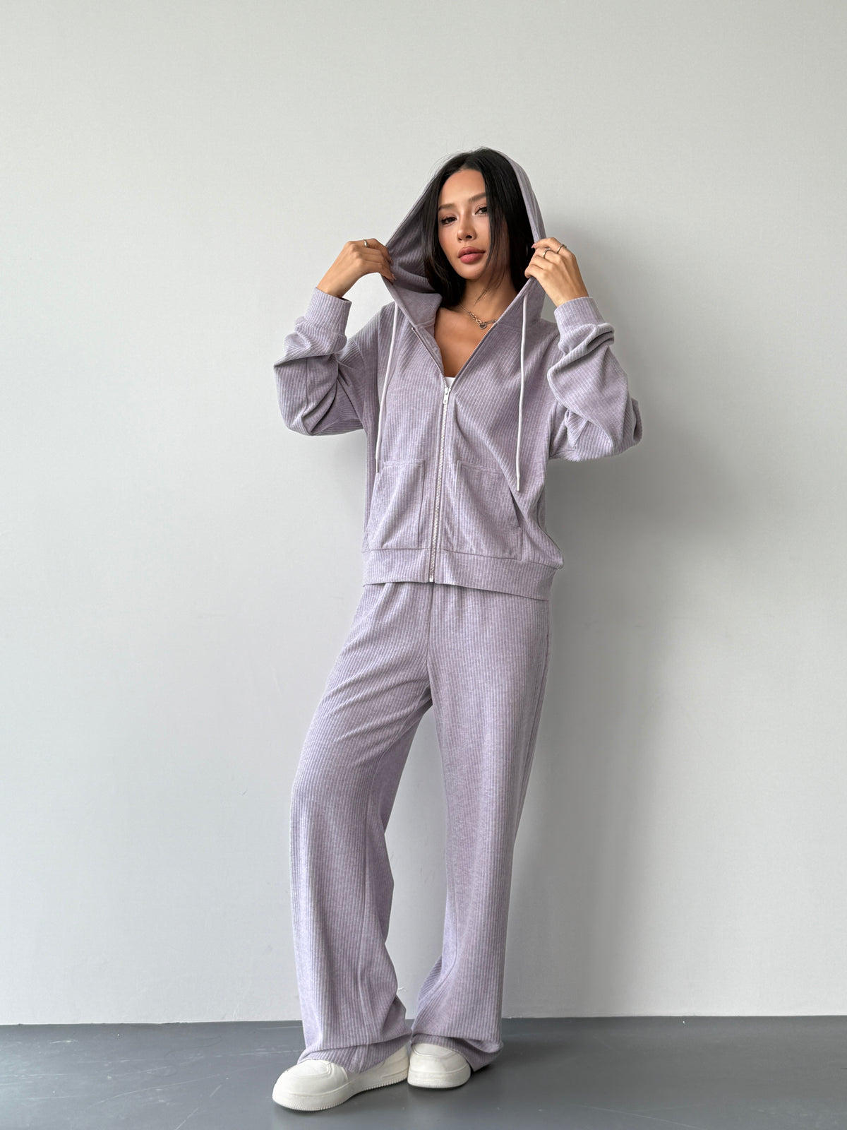 Duomuxzs Women 2 Piece Sets Hoodie Sweatsuits Zip Lounge Travel Tracksuit