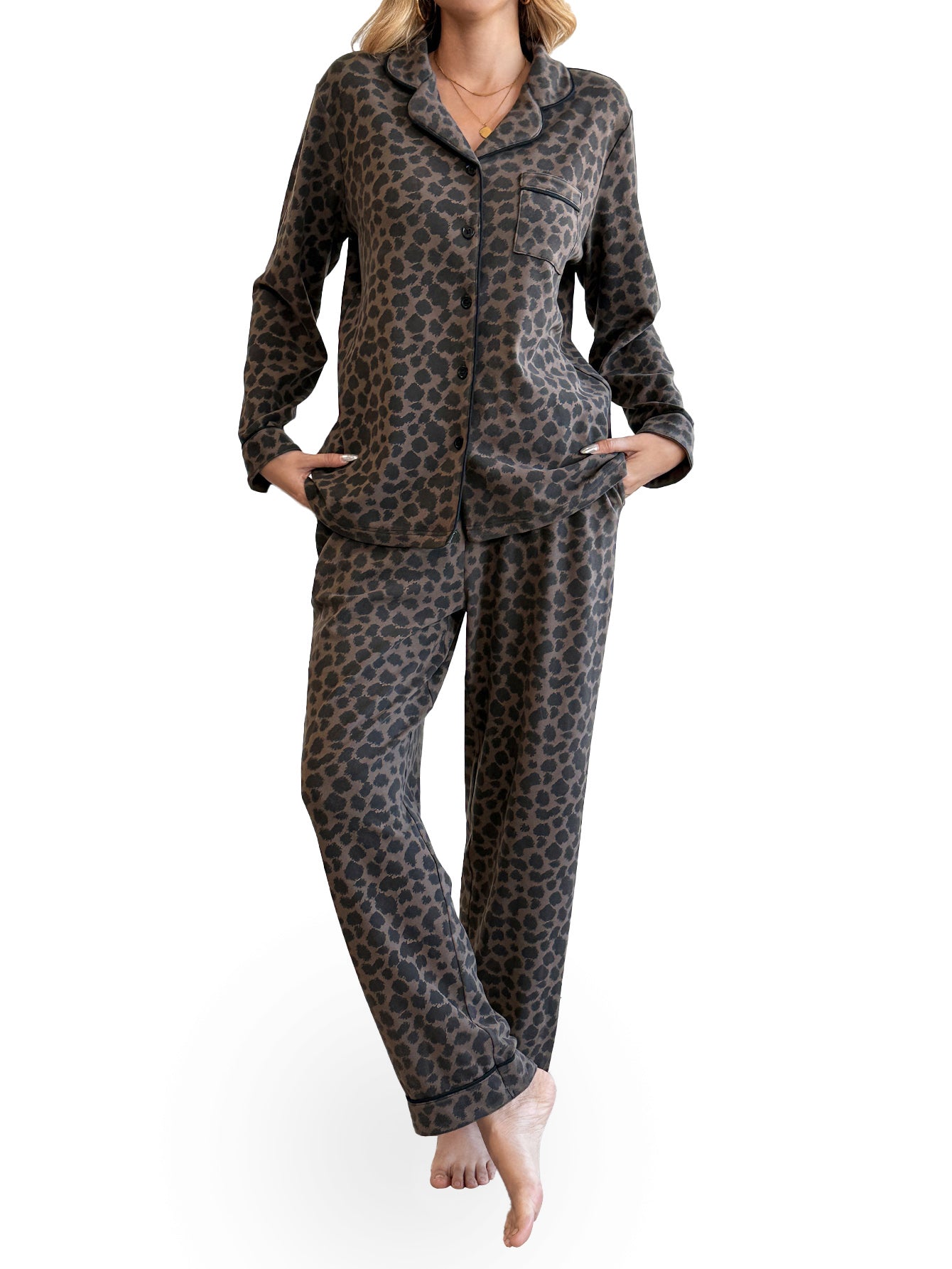 Pajamas Women's Long Sleeve Sleepwear Soft Button Down Loungewear Pjs Lounge Set Nightwear XS-XXL