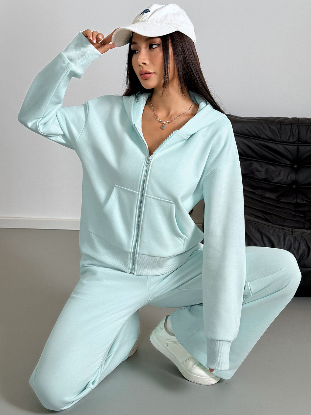 Women Sweatsuits 2 piece Outfit Zip Up Hoodie Set Lounge Sweatpants Set Wide Leg Pants Matching Tracksuit Sets