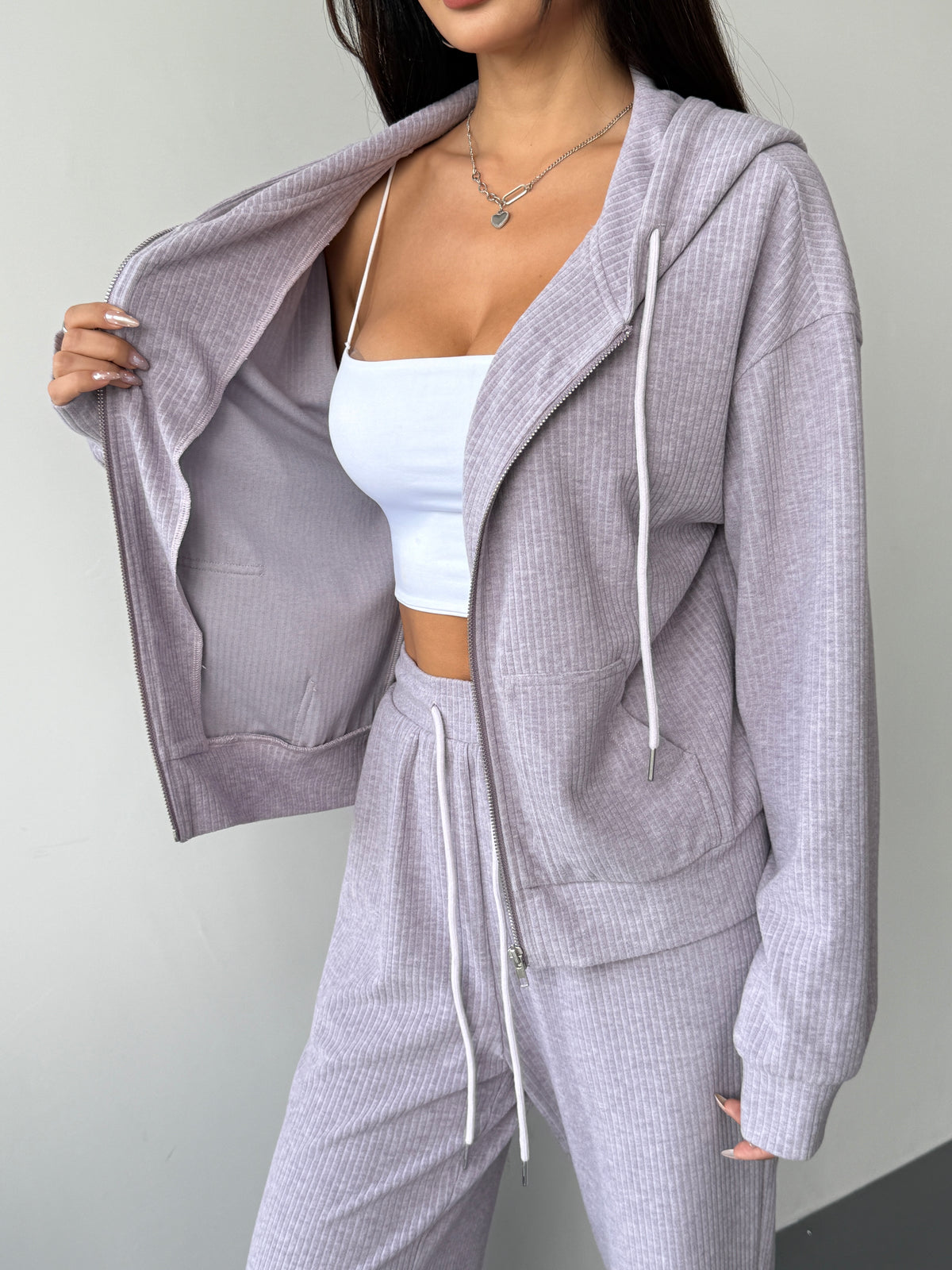 Duomuxzs Women 2 Piece Sets Hoodie Sweatsuits Zip Lounge Travel Tracksuit