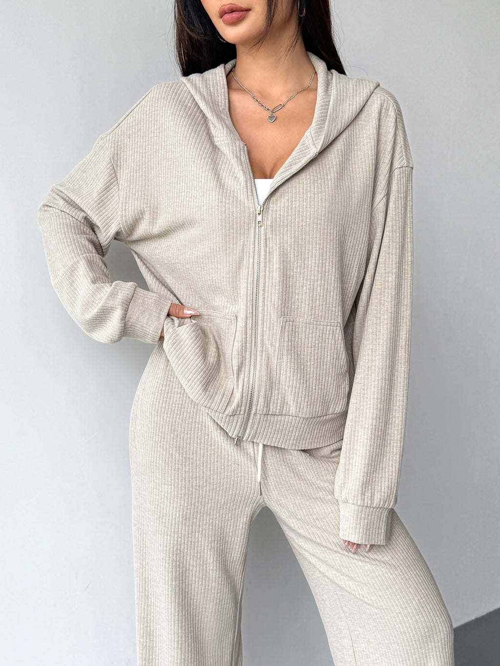 Women 2 Piece Sets Hoodie Sweatsuits Zip Lounge Travel Tracksuit
