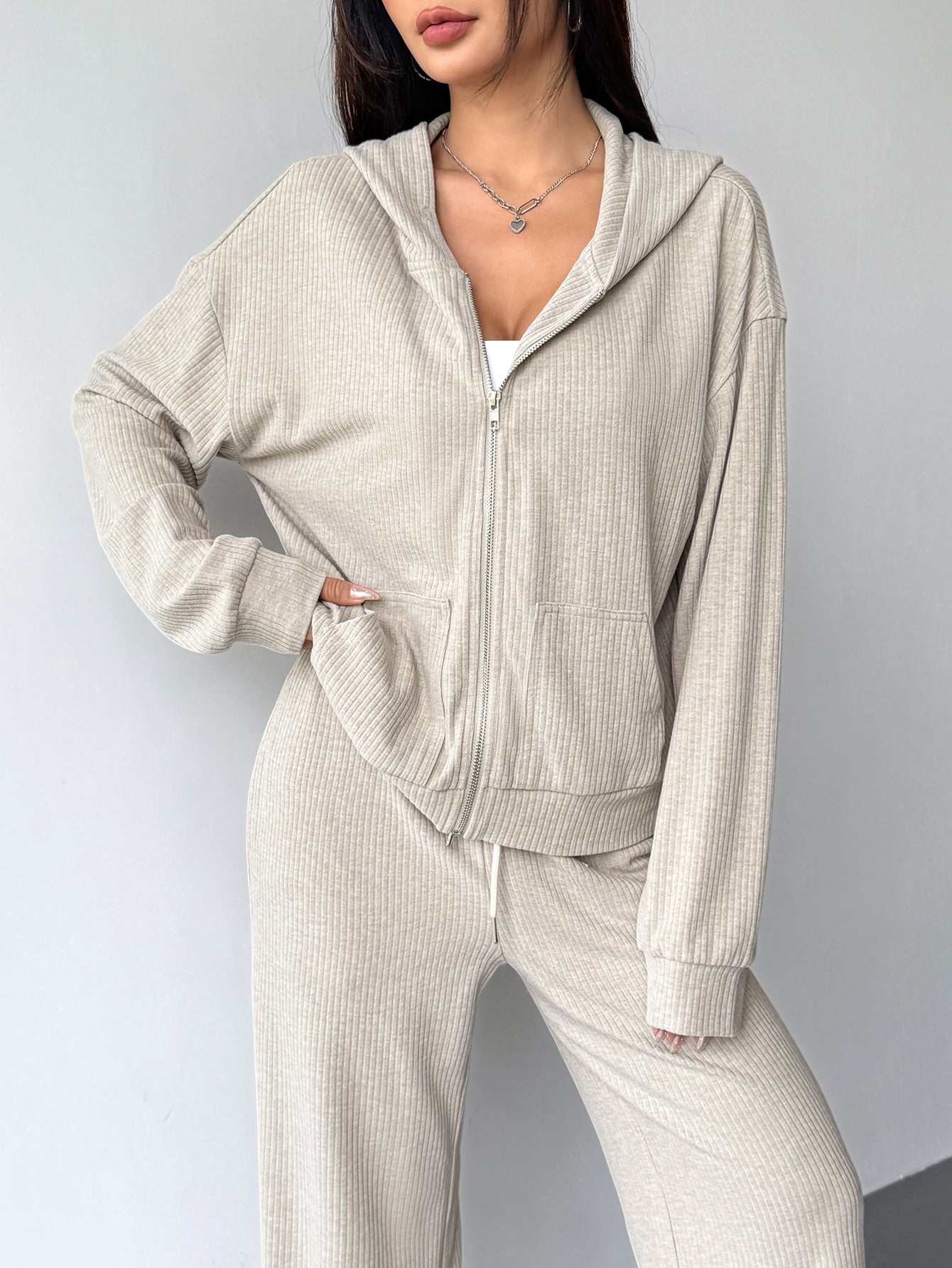 Women 2 Piece Sets Hoodie Sweatsuits Zip Lounge Travel Tracksuit