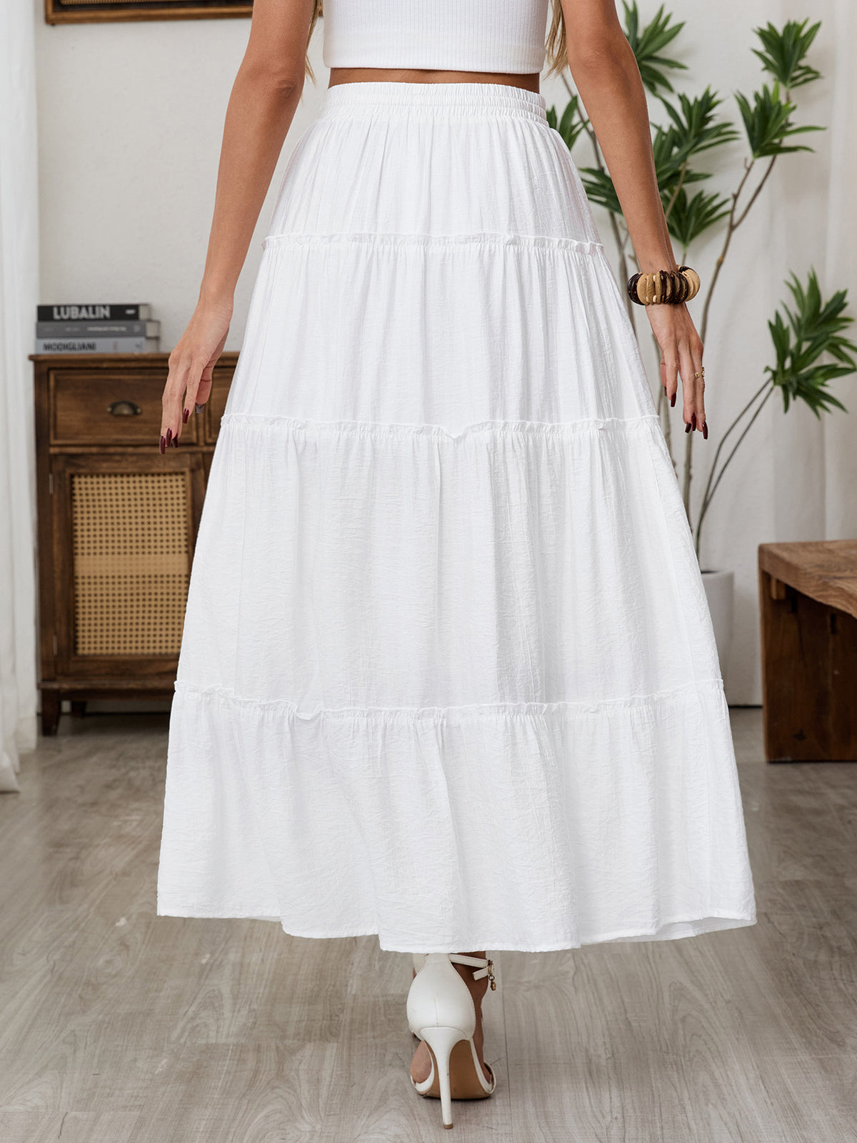 Maxi Skirts for Women, Duomuxzs Elastic High Waist A-Line Tiered Boho Long Flowy Skirts 2026 Summer Dress with Drawstring