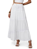 Maxi Skirts for Women, Duomuxzs Elastic High Waist A-Line Tiered Boho Long Flowy Skirts 2026 Summer Dress with Drawstring